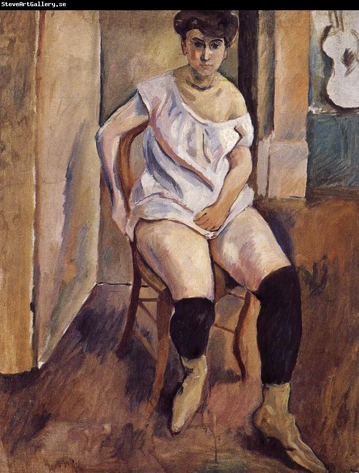 Jules Pascin The Woman wearing yellow short boots